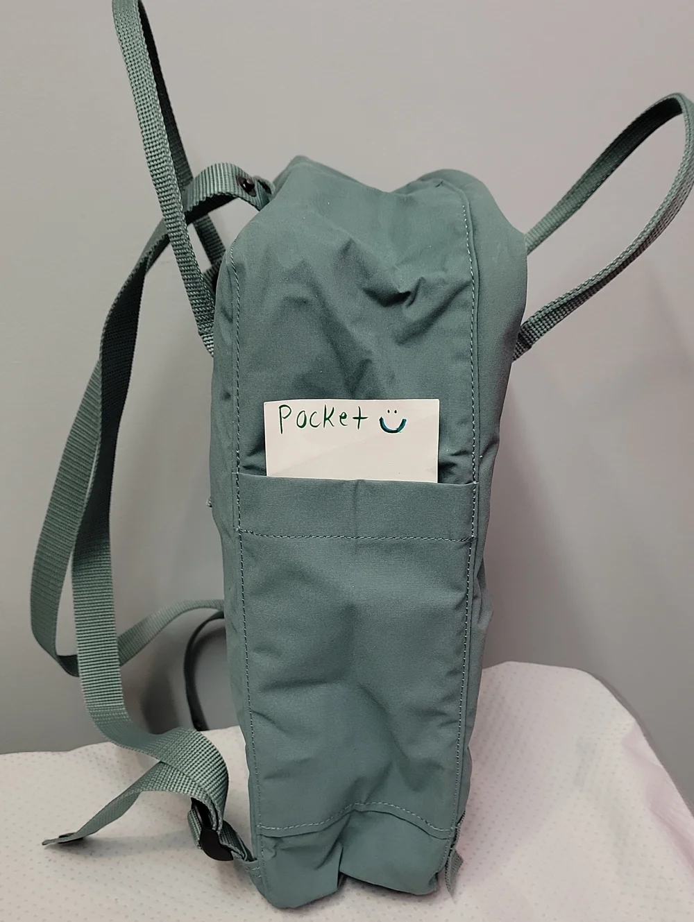 Fjallraven Kanken Backpack in Teal with Red Logo